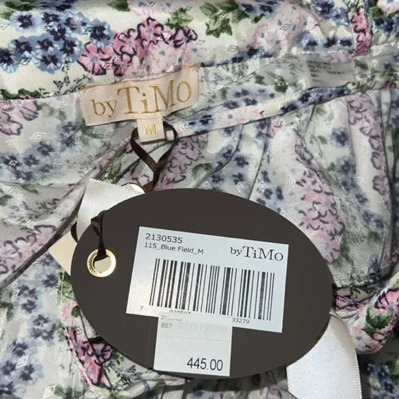 BYTIMO Blue Field Floral Ruffle Midi Wrap Dress Size Medium / NWT - Picture 14 of 16